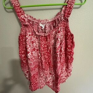 Maurices Red Smocked Ruffled Tank Top